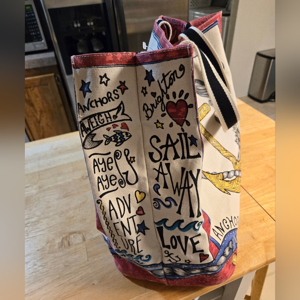Brighton Nautical Graphic Tote - Red, Blue, Cream - Picture 4 of 5